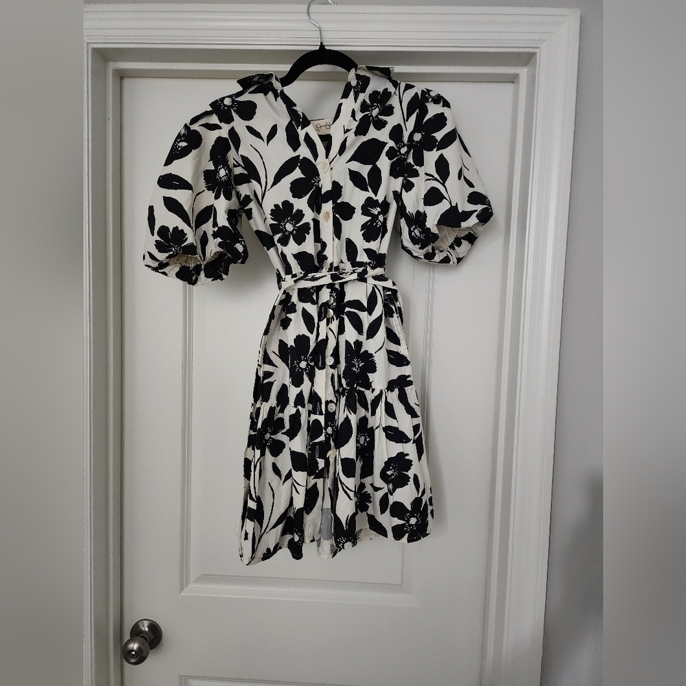 Floral Black and White Dress
